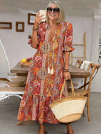 Two Piece Set with Matching Top and Flowing Maxi Skirt