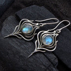 Vintage Bohemian Moonstone Leaf Drop Earrings