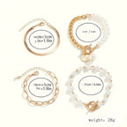 Four-Piece Gold-Tone Bracelet Set with Snake, Pearl and Link Chains