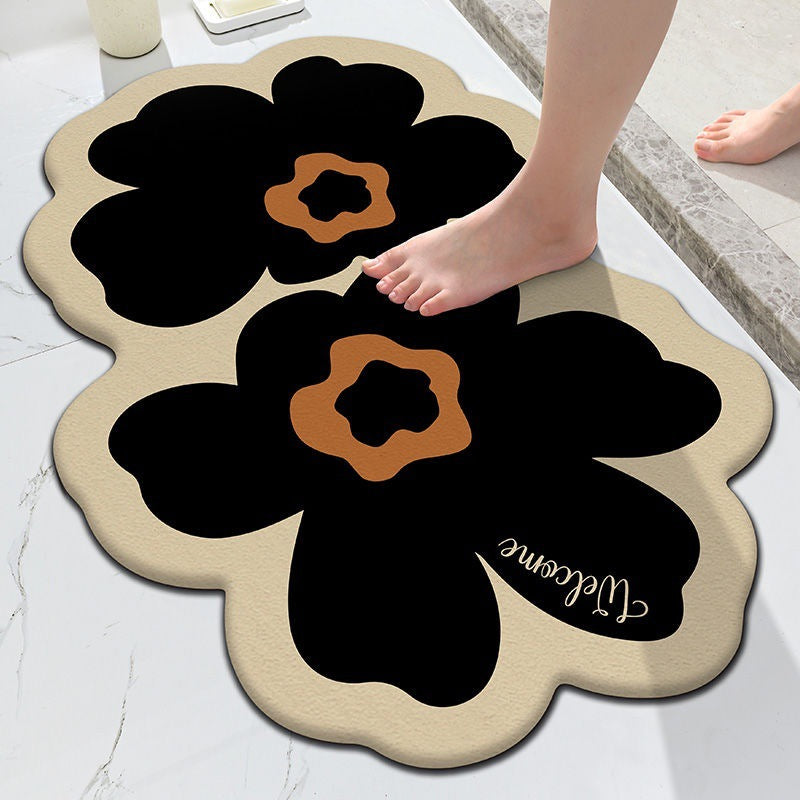 Flower Shaped Diatom Mud Floor Mat – Moisture Absorbent, Non-Slip, Indoor