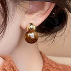 Amber-Look Drop Earrings in Gold Tone
