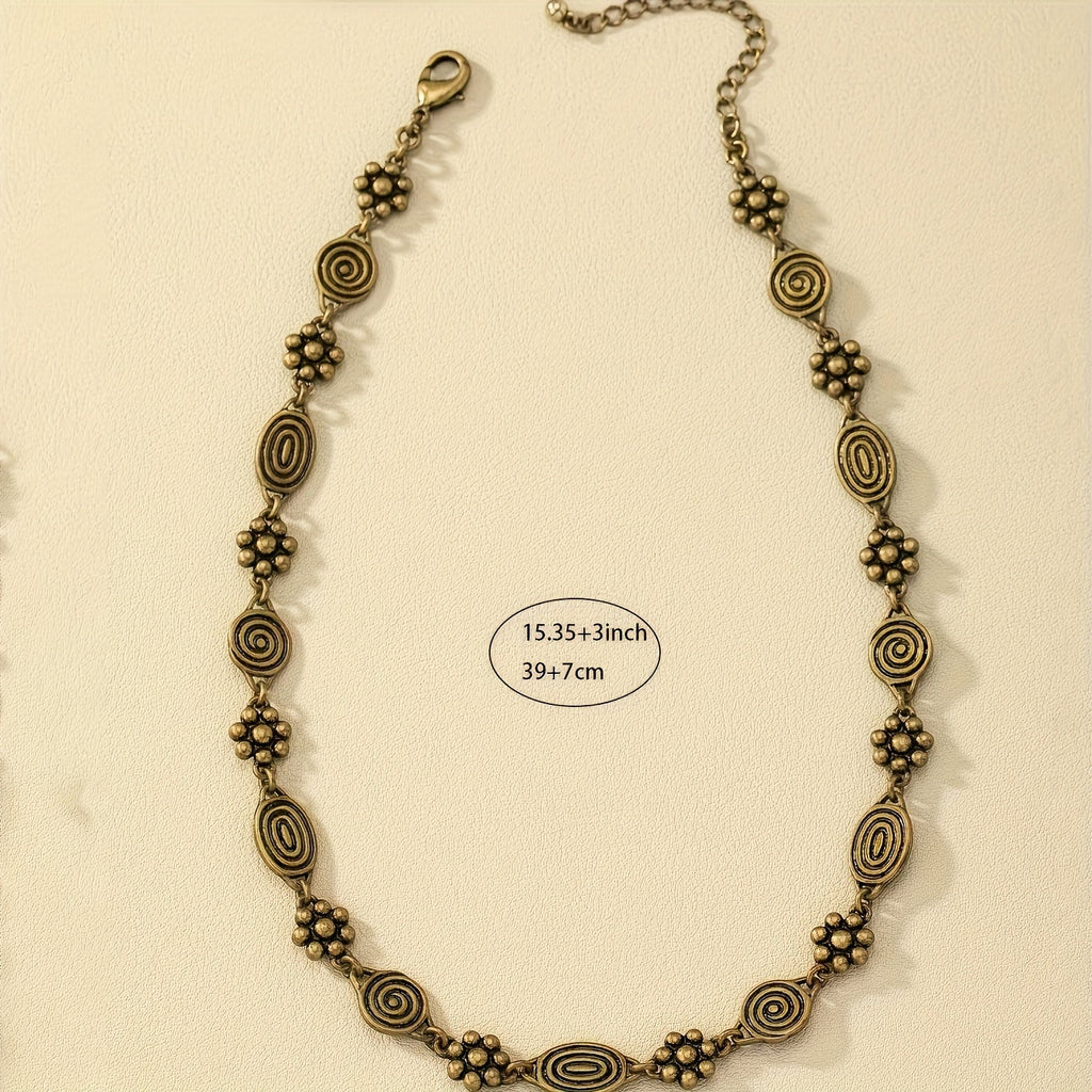 Bohemian Floral Swirl Short Choker Necklace