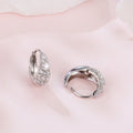 925 Sterling Silver Moissanite Floral Hoop Earrings, White Gold Plated