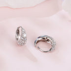 925 Sterling Silver Moissanite Floral Hoop Earrings, White Gold Plated