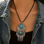 Bohemian Spike Tassel Turquoise Pendant Necklace