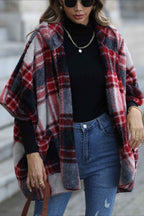 Checked Hooded Jacket with Knit Lined Body and Pockets