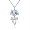 925 Sterling Silver Moissanite Cat Pendant on Delicate Chain
