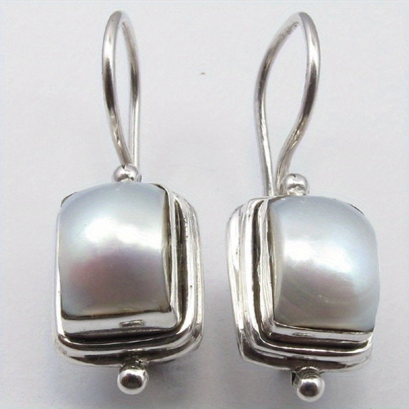 Bohemian Square Pearl Drop Earrings