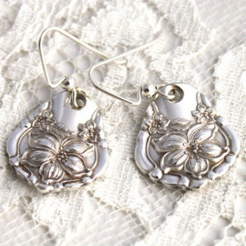 Antique-Style Silver-Tone Spoon Dangle Earrings