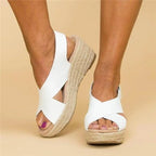 Cross Strap Wedge Sandals with Espadrille Sole