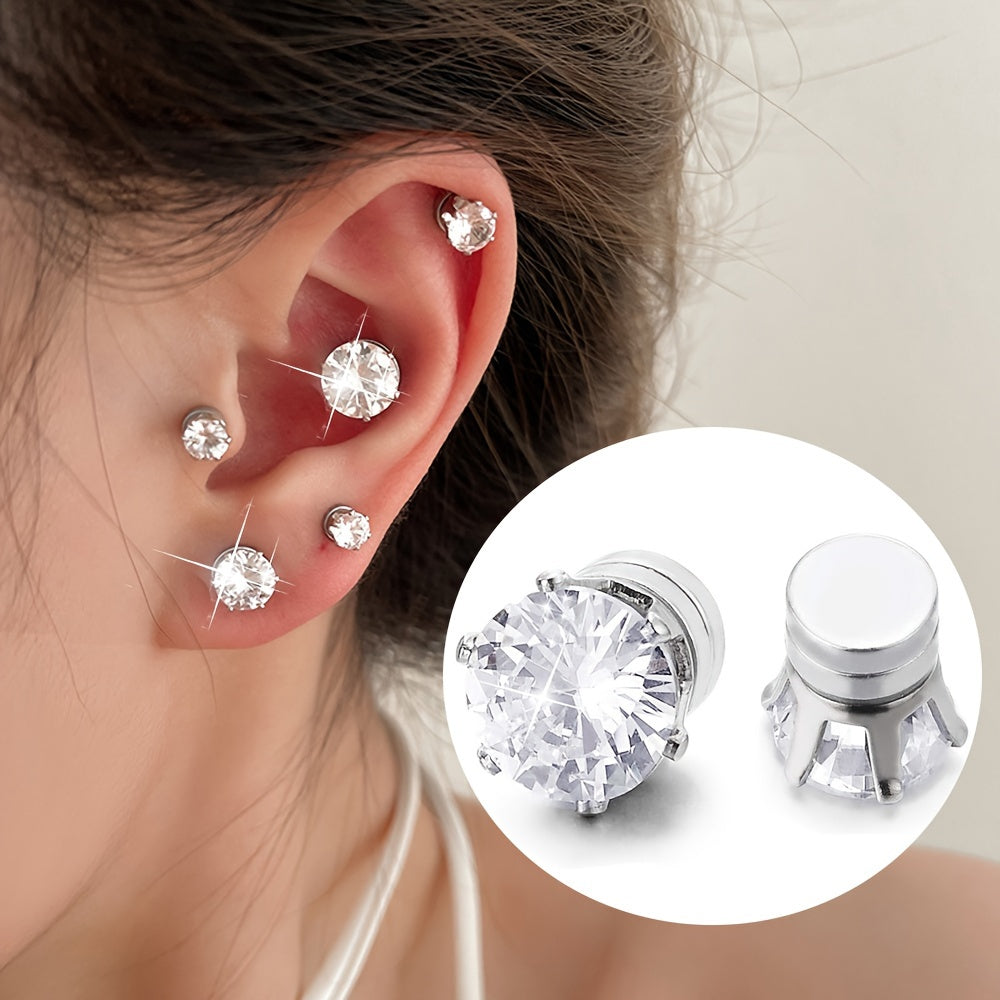 Sparkly Magnetic Clip-On Earrings in Three Sizes