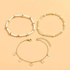 Three-Piece Layered Gold-Tone Anklet Set