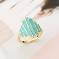 Bohemian Painted Irregular Rock-Edge Mint Green Ring