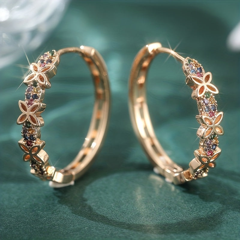 Bohemian Multicolour Zirconia Floral Butterfly Earrings