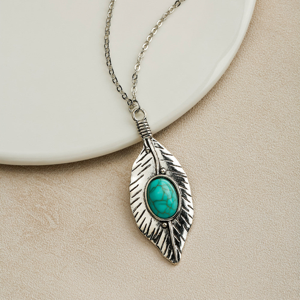 Vintage Bohemian Turquoise Pendant Necklace in Five Shapes