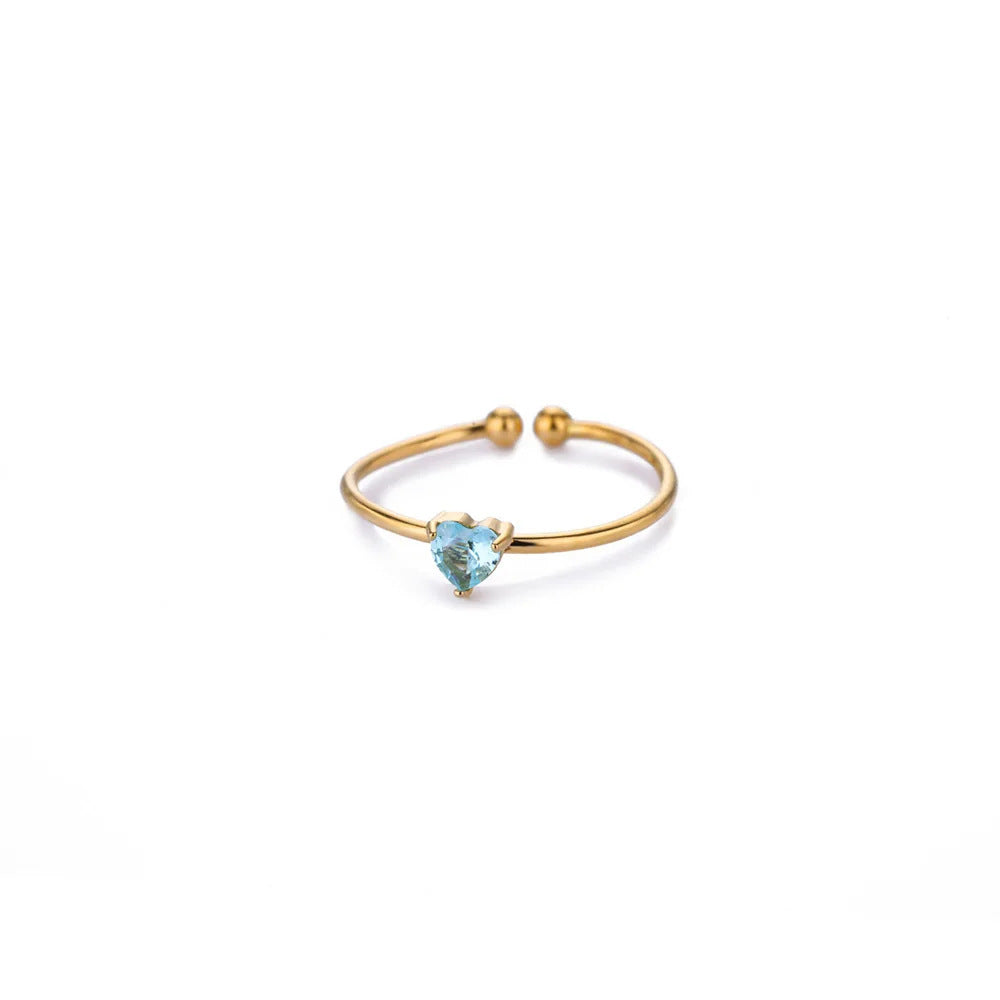 Adjustable 18K Gold-Plated Titanium Steel Birthstone Ring