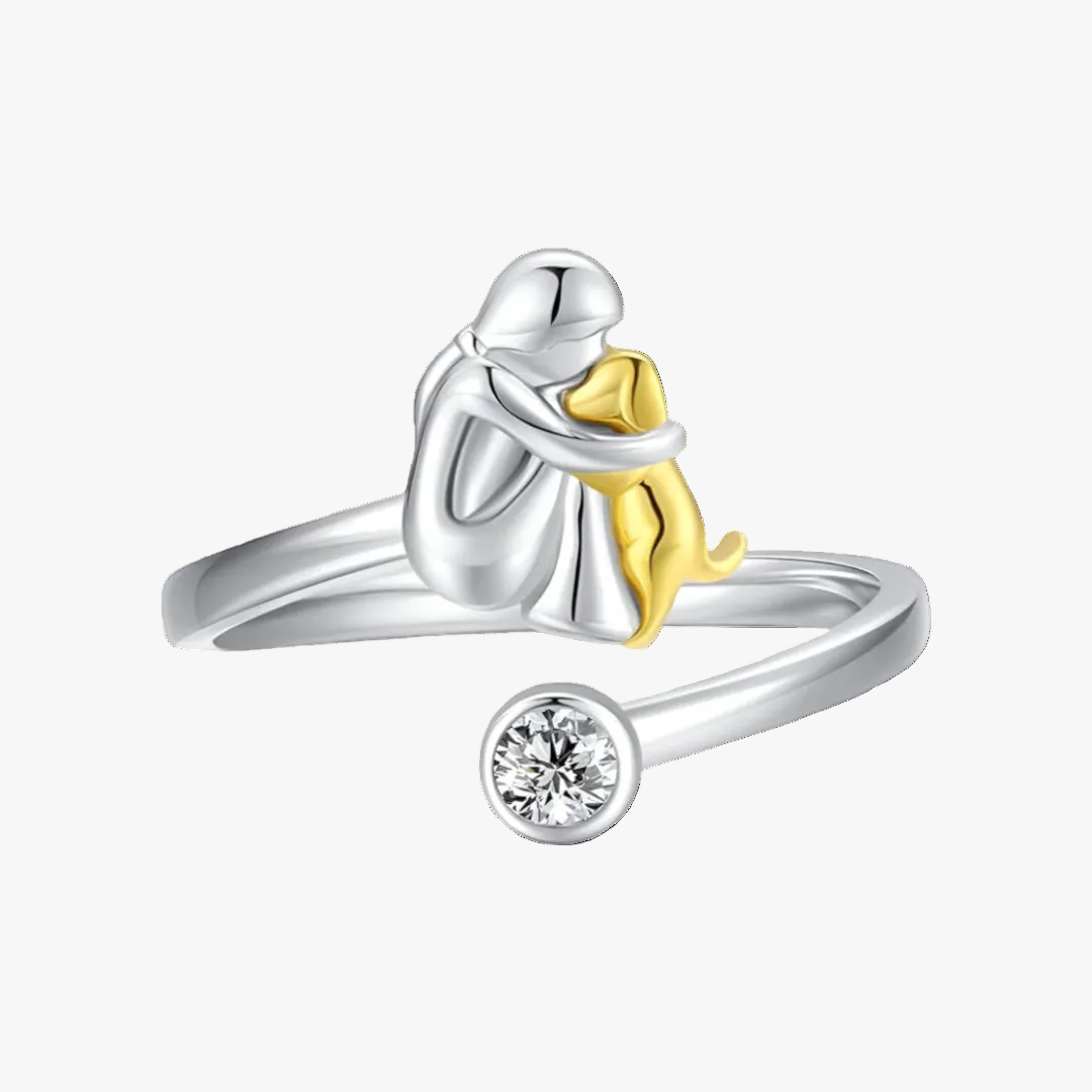 Person and Dog Embrace Ring