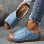 Platform Wedge Slide Sandals with Wide Front Strap