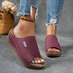 Platform Wedge Slide Sandals with Wide Front Strap