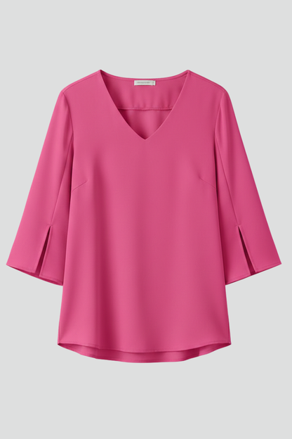 Felicity Women's V Neck 3/4 Sleeve Blouse