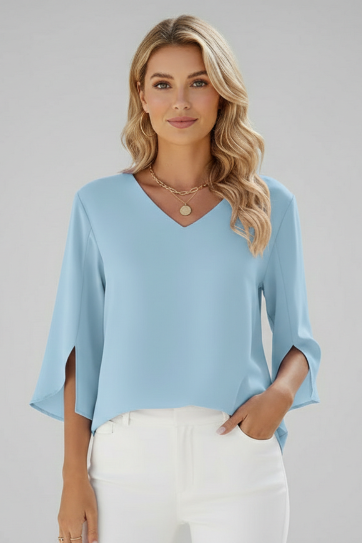Felicity Women's V Neck 3/4 Sleeve Blouse