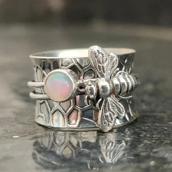 Bee Gemstone Spinner Ring