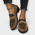 Pumps met luipaardprint, brede neus en voetboogsteun