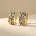 Vintage-Style Blue Zirconia Hoop Earrings