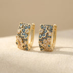 Vintage-Style Blue Zirconia Hoop Earrings