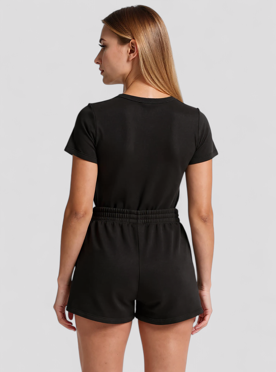 Zachte sweatshort met koordtaille en zakken opzij