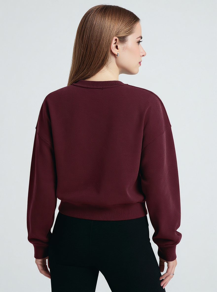 Brushed Fleece Sweatshirt with Crew Neck and Drop Shoulders