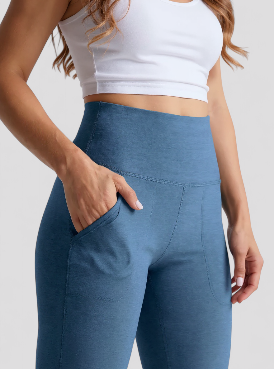 Bootcut sportbroek met hoge taille en zakken aan de voorkant
