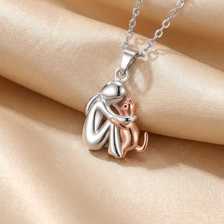 Two-Tone Cat Pendant Necklace