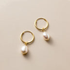 Creolen met zoetwaterparel in sterling zilver