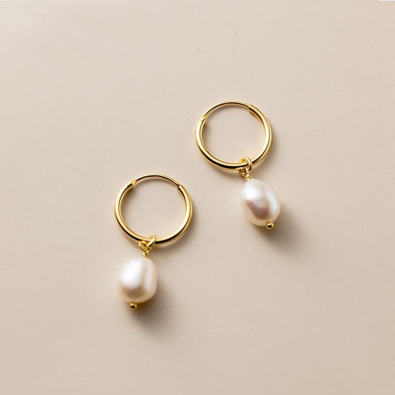 Freshwater Pearl Bar Hoop Earrings
