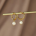Freshwater Pearl Bar Hoop Earrings