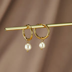 Freshwater Pearl Bar Hoop Earrings