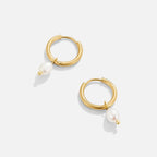 Freshwater Pearl Bar Hoop Earrings