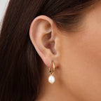 Creolen met zoetwaterparel in sterling zilver