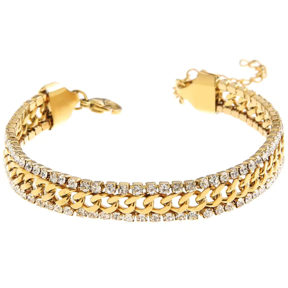 Wide Textured Gold-Tone Chain Bracelet