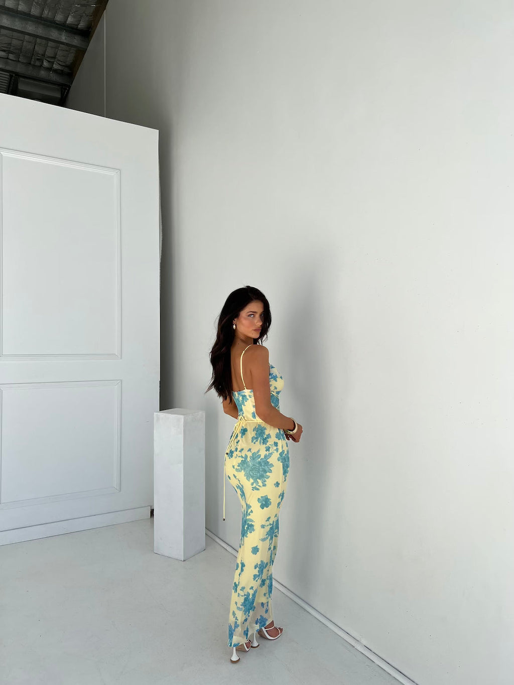 Floral Strappy Sleeveless Fitted Maxi Dress