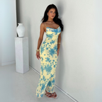 Floral Strappy Sleeveless Fitted Maxi Dress