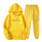 Hoodie and Jogger Loungewear Set with Heart Line Motif