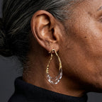Geometric Hoop Earrings with Translucent Resin Droplet