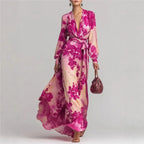 Floral Print Wrap Front Relaxed Maxi Dress