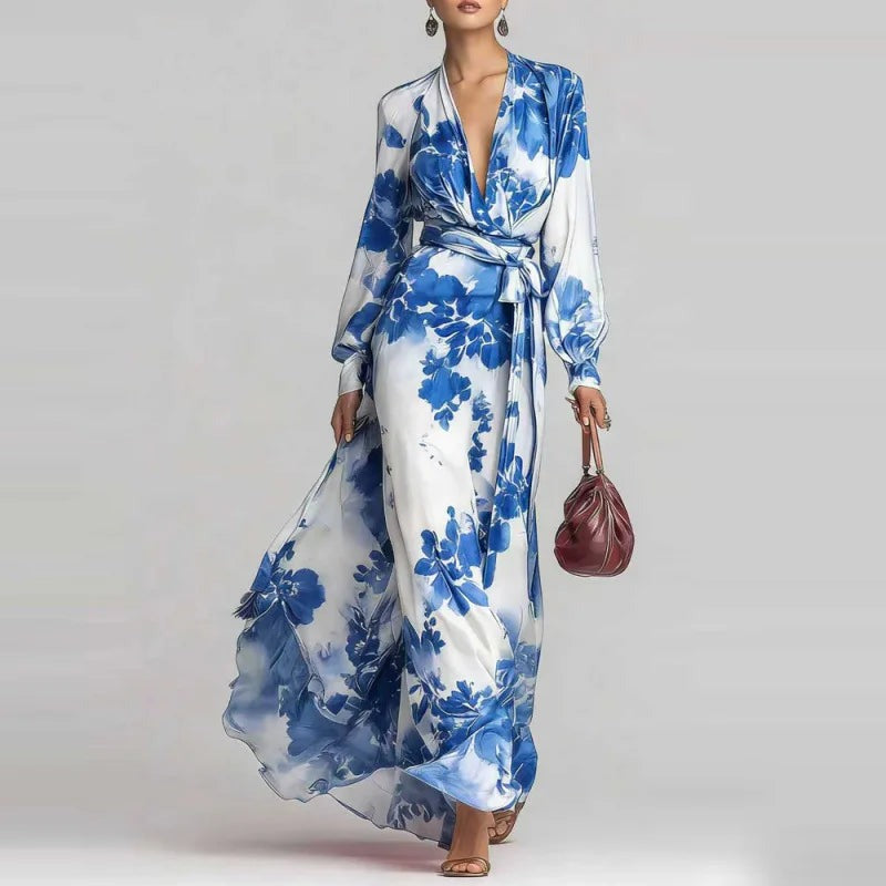 Floral Print Wrap Front Relaxed Maxi Dress