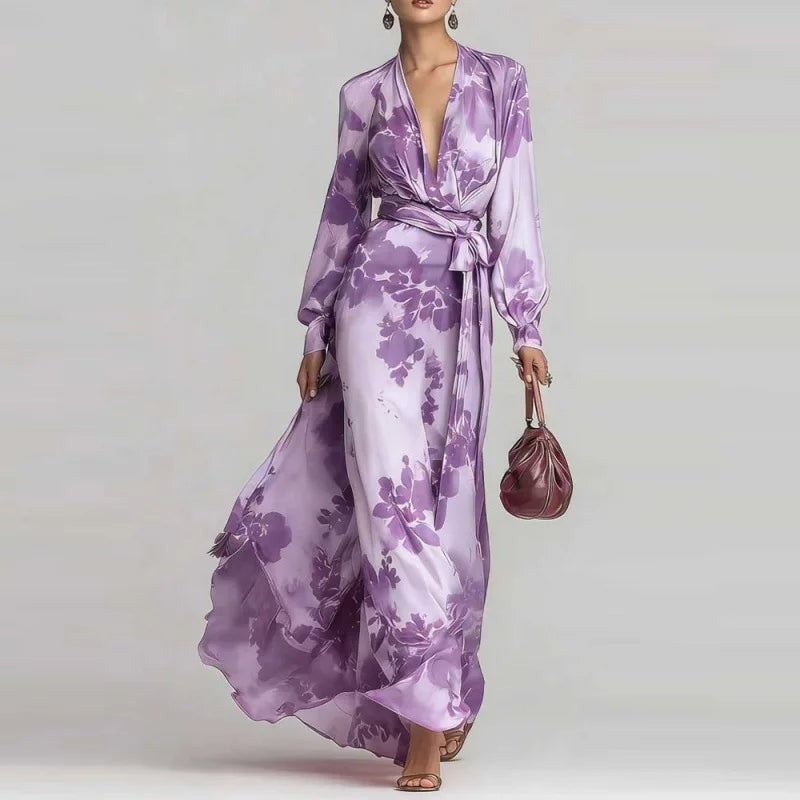 Floral Print Wrap Front Relaxed Maxi Dress