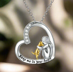 925 Sterling Silver Heart and Dog Necklace with Zirconia