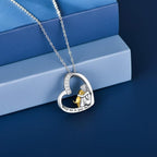 925 Sterling Silver Heart and Dog Necklace with Zirconia