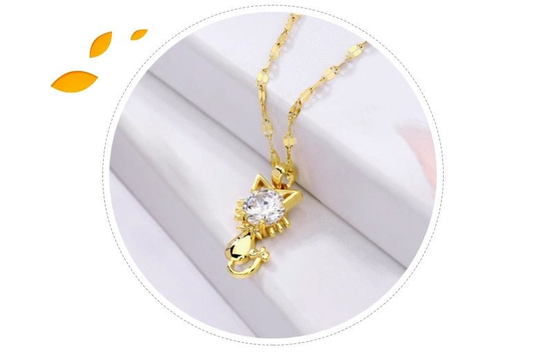 Vergulde kattenketting met zirkoon